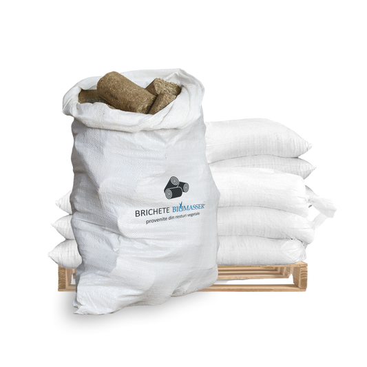 Brichete Bio BIOMASSER, Brichete paie, Palet Bag side